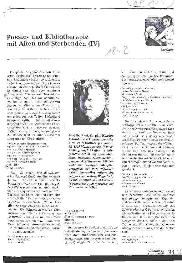 Vorschauseite 1: Poesieund Bibliotherapie mit Alten und Sterbenden (IV)