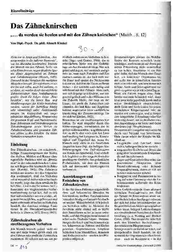 Vorschauseite 1: Das Zähneknirschen ... da werden sie heulen und mit den Zähnen knirschen Matth.,8,12