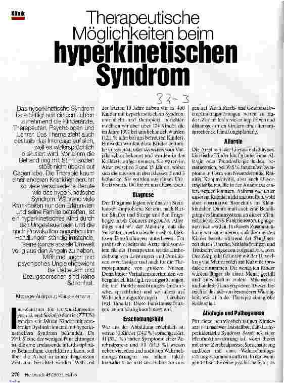 Vorschauseite 1: Therapeutische Möglichkeiten beim hyperkinetischen Syndrom