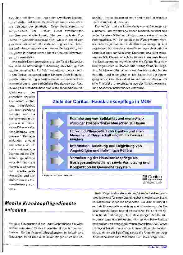 Vorschauseite 4: Hauskrankenpflege grenzenlos Caritas international unterstützt den Aufbau von Hauskrankenpflegediensten