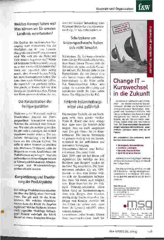 Vorschauseite 2: Mut zu neuen Wegen, denn die Kopie ist schlechter als das Original Wie sieht ein Unternehmer die Zukunft der Krankenhäuser