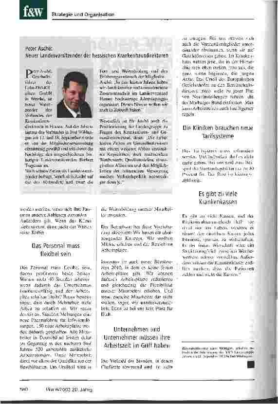 Vorschauseite 3: Mut zu neuen Wegen, denn die Kopie ist schlechter als das Original Wie sieht ein Unternehmer die Zukunft der Krankenhäuser