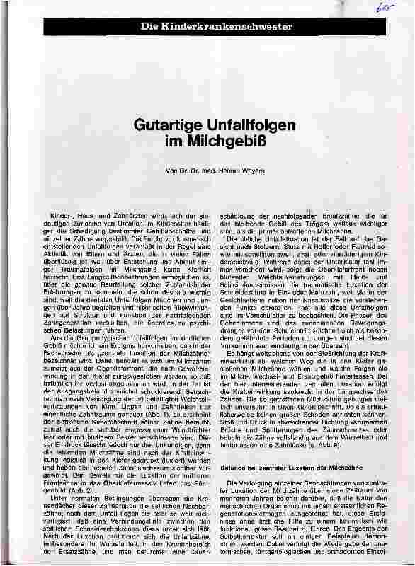 Vorschauseite 1: Gutartige Unfallfolgen im Milchgebiß