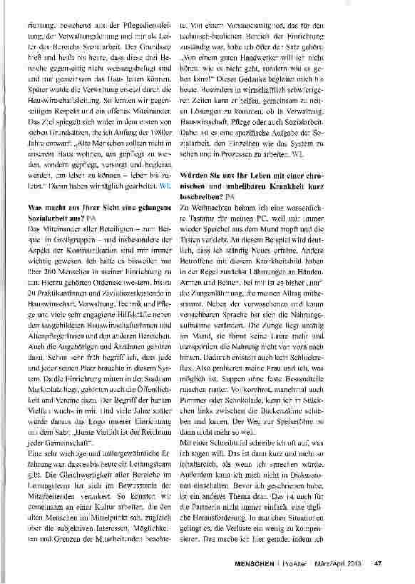 Vorschauseite 2: „Die Selbstverantwortung ist ein Partner der Selbstbestimmung Interview mit dem Sozialarbeiter und Schriftsteller Wilfried Leusing