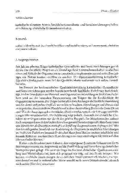 Vorschauseite 2: German Catholic Identity Matrix Profilentwicklung in katholischen Gesundheitsund Sozialeinrichtungen