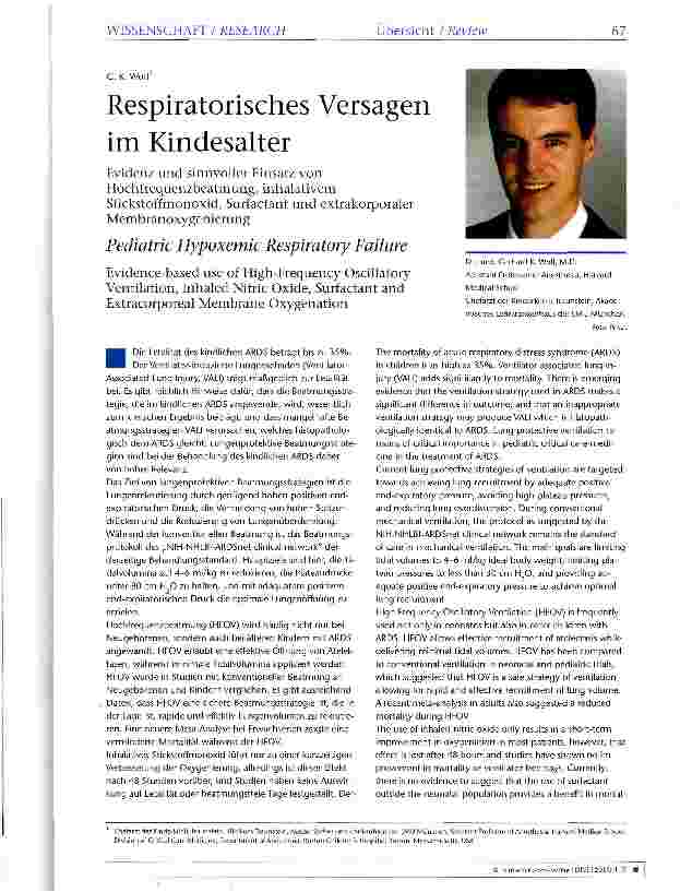 Vorschauseite 1: Respiratorisches Versagen im Kindesalter
