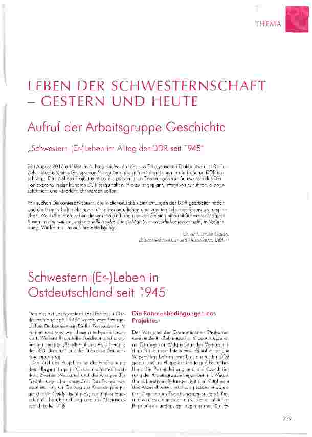 Vorschauseite 1: Schwestern (Er-)Leben in Ostdeutschland seit 1945