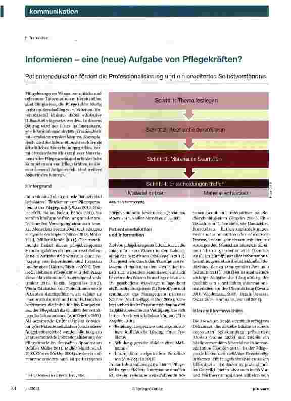 Vorschauseite 1: Informieren - eine (neue) Aufgabe von Pflegekräften?