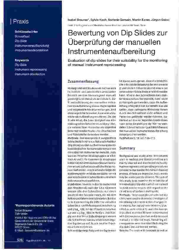 Vorschauseite 1: Bewertung von Dip Slides zur Überprüfung der manuellen Instrumentenaufbereitung