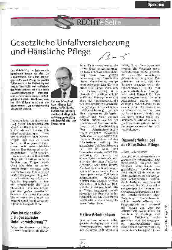 Vorschauseite 1: Gesetzliche Unfallversicherung und Häusliche Pflege