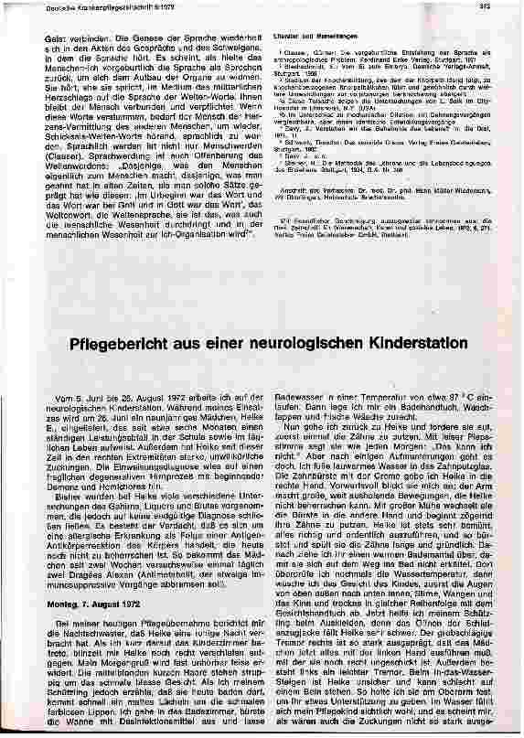 Vorschauseite 1: Pflegebericht aus einer neurologischen Kinderstation