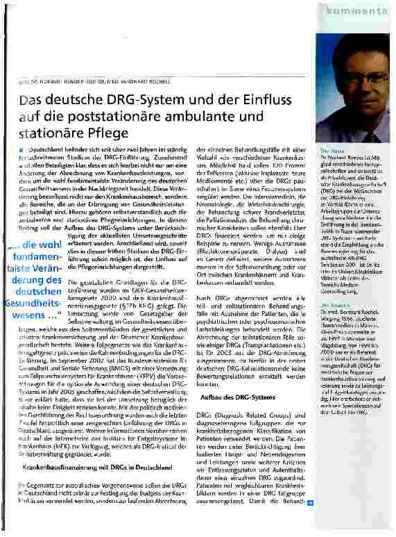 Vorschauseite 1: Das deutsche DRG-System und der Einfluss auf die poststationäre ambulante und stationäre Pflege