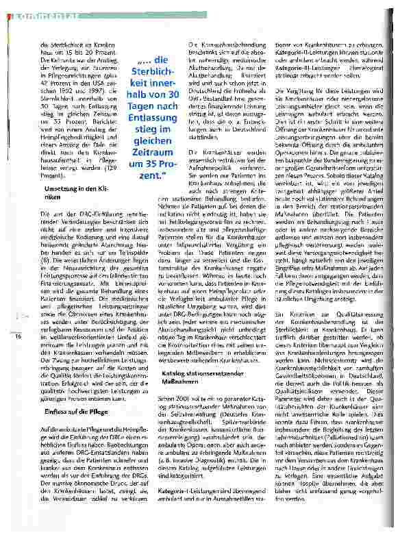 Vorschauseite 4: Das deutsche DRG-System und der Einfluss auf die poststationäre ambulante und stationäre Pflege