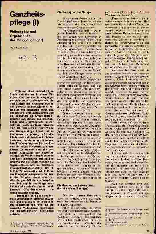 Vorschauseite 1: Ganzheitspflege (I) Philosophie und Organisation der Gruppenpflege