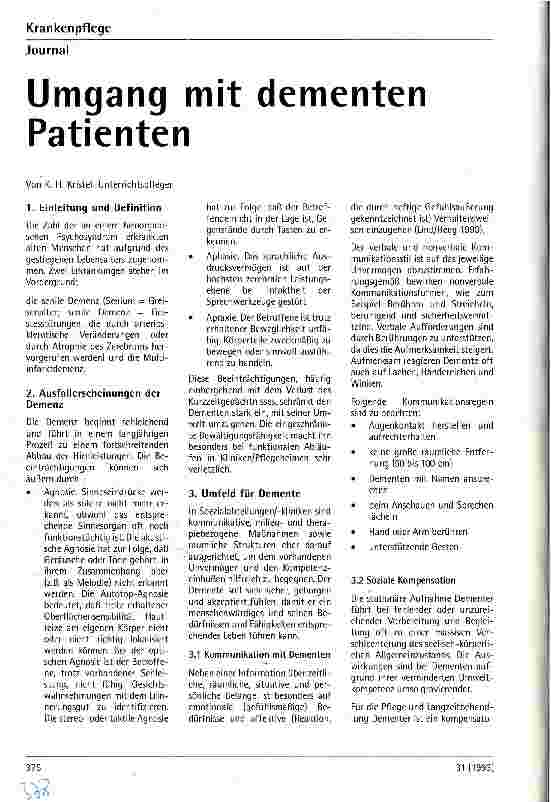 Vorschauseite 1: Umgang mit dementen Patienten