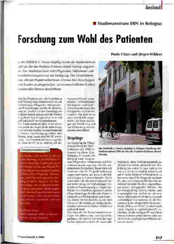 Vorschauseite 1: Forschung zum Wohl des Patienten