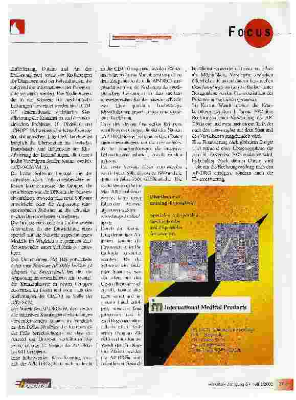 Vorschauseite 2: Das AP-DRG System in der Schweiz