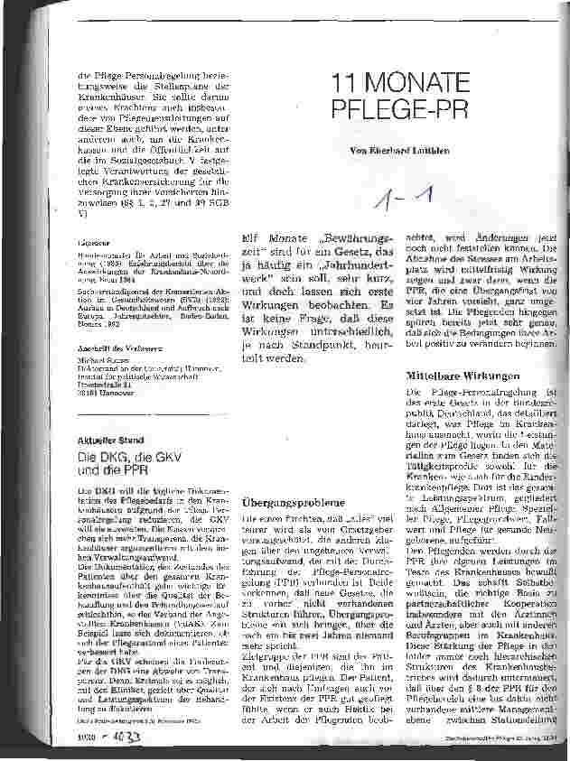 Vorschauseite 1: 11 Monate PflegePersonalRegelung (PPR)