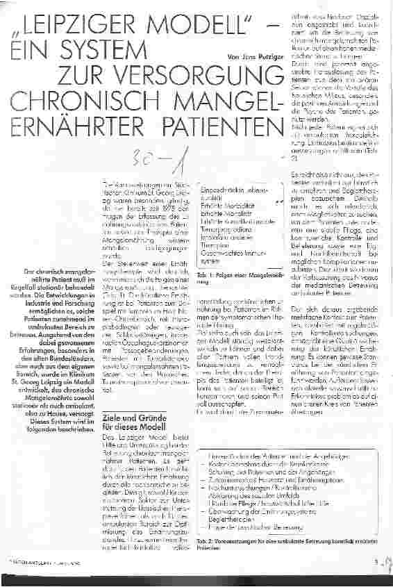 Vorschauseite 1: Leipziger Modell - ein System zur Versorgung chronisch mangelernährter Patienten