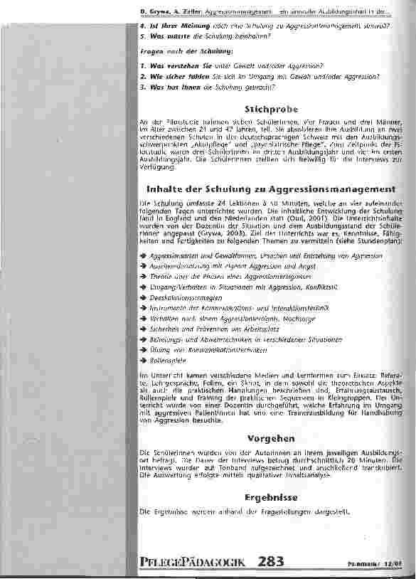 Vorschauseite 3: Aggressionsmanagement - ein sinnvoller Ausbildungsinhalt in der Pflegeausbildung?