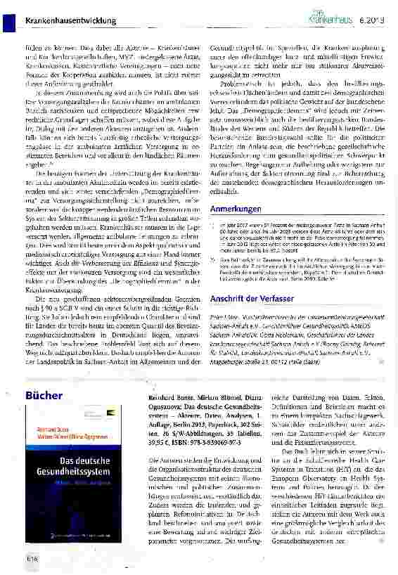 Vorschauseite 5: Krankenhäuser in Sachsen-Anhalt -Analytische Betrachtungen unter dem Aspekt von Sektorentrennung und leistungsorientierter Vergütung