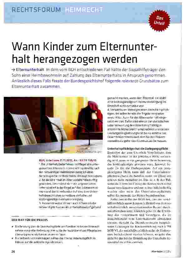 Vorschauseite 1: Wann Kinder zum Elternunterhalt herangezogen werden