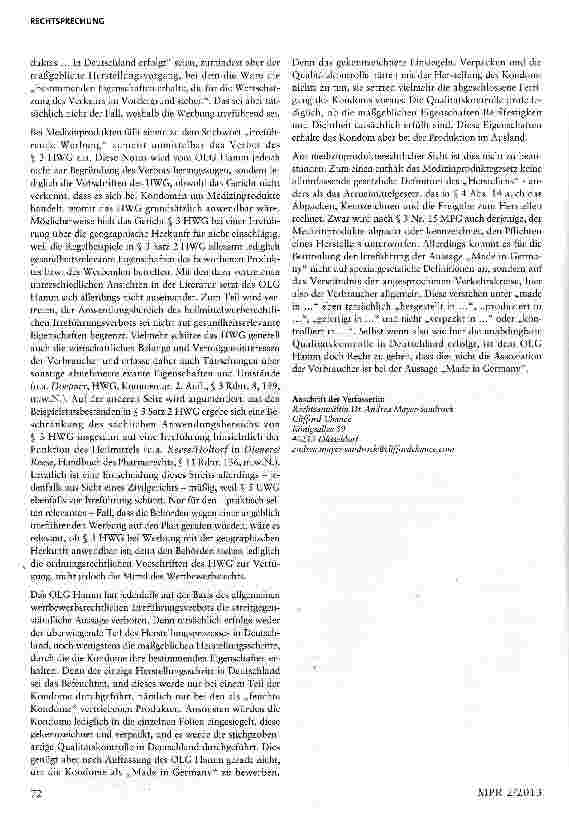 Vorschauseite 5: „KONDOME - Made in Germany §§ 2, 5, 8 UWG