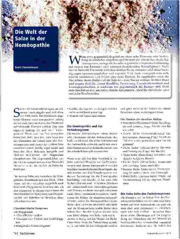 Vorschauseite 1: Die Welt der Salze in der Homöopathie