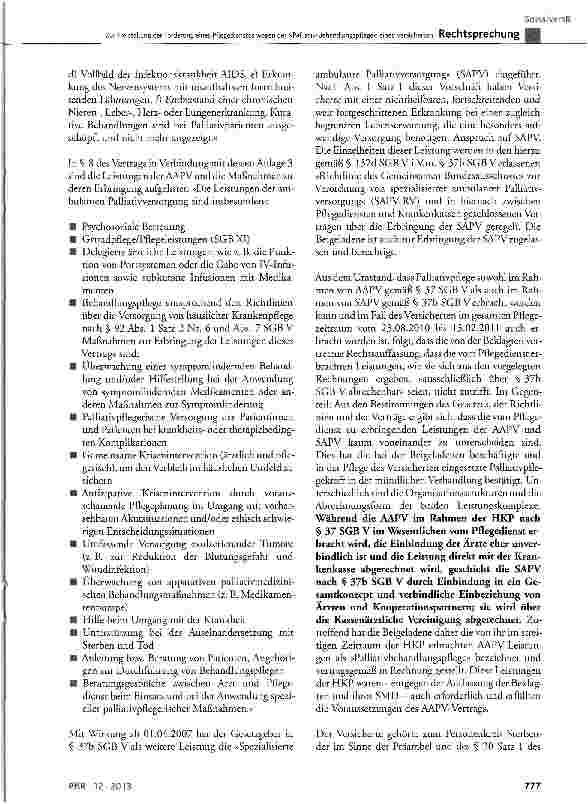 Vorschauseite 5: Zur Freistellung der Forderung eines Pflegedienstes wegen der »Palliativ-Behandlungspflege« eines Versicherten