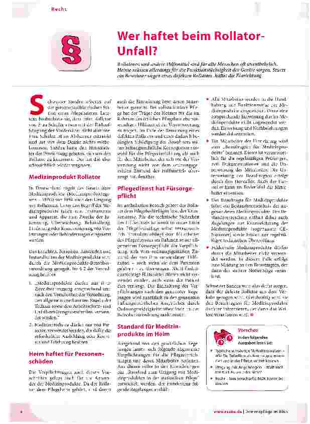 Vorschauseite 1: Wer haftet beim Rollator-Unfall?