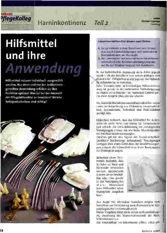 Vorschauseite 1: Hilfsmittel und ihre Anwendung Harninkontinenz Teil 2