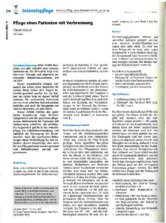 Vorschauseite 1: Pflege eines Patienten mit Verbrennung