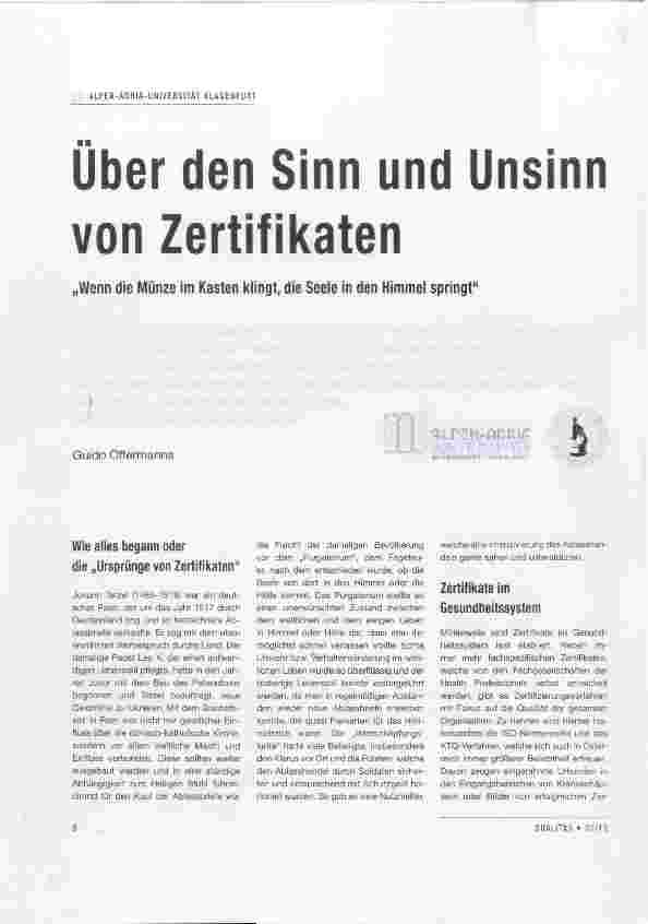 Vorschauseite 1: Über den Sinn und Unsinn von Zertifikaten