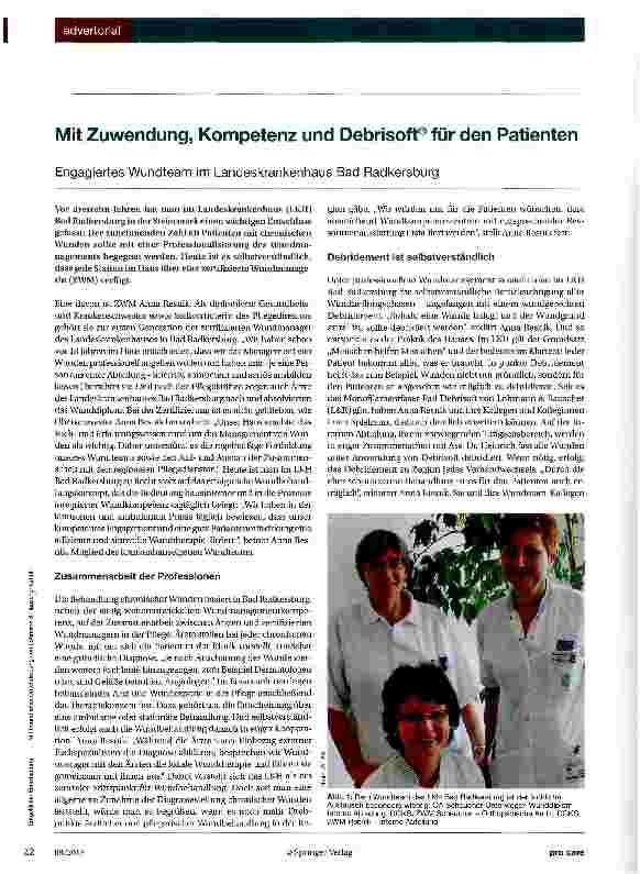 Vorschauseite 1: Mit Zuwendung, Kompetenz und Debrisoft® für den Patienten