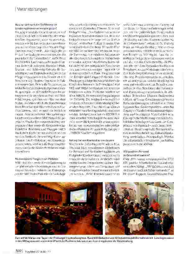 Vorschauseite 2: 23. Freiburger Infektiologieund Hygienekongress, 16. bis 18. Oktober 2013Freiburger Kongress entwickelt sich zu einer der wichtigsten Hygienetagungen im Herbst