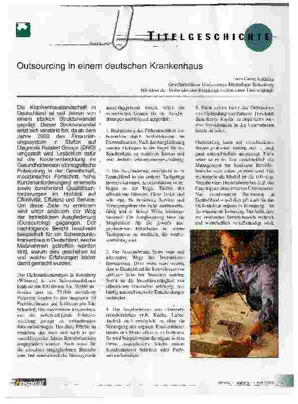 Vorschauseite 1: Outsourcing in einem deutschen Krankenhaus