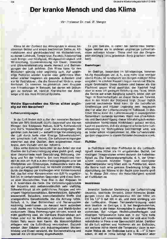 Vorschauseite 1: Der kranke Mensch und das Klima