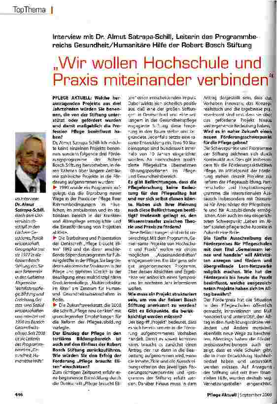 Vorschauseite 1: Wir wollen Hochschule und Praxis miteinander verbinden