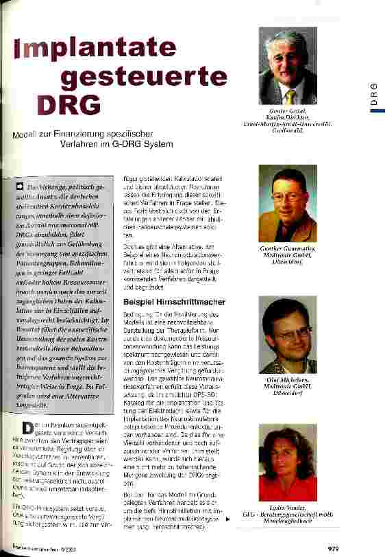 Vorschauseite 1: Implantate gesteuerte DRG Modell zur Finanzierung spezifischer Verfahren im G-DRG System