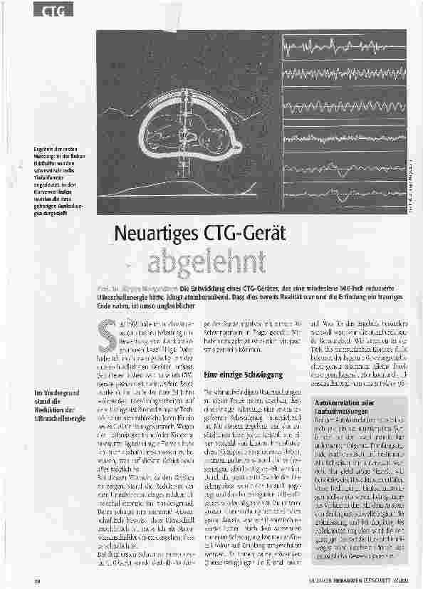 Vorschauseite 1: Neuartiges CTG-Gerät abgelehnt