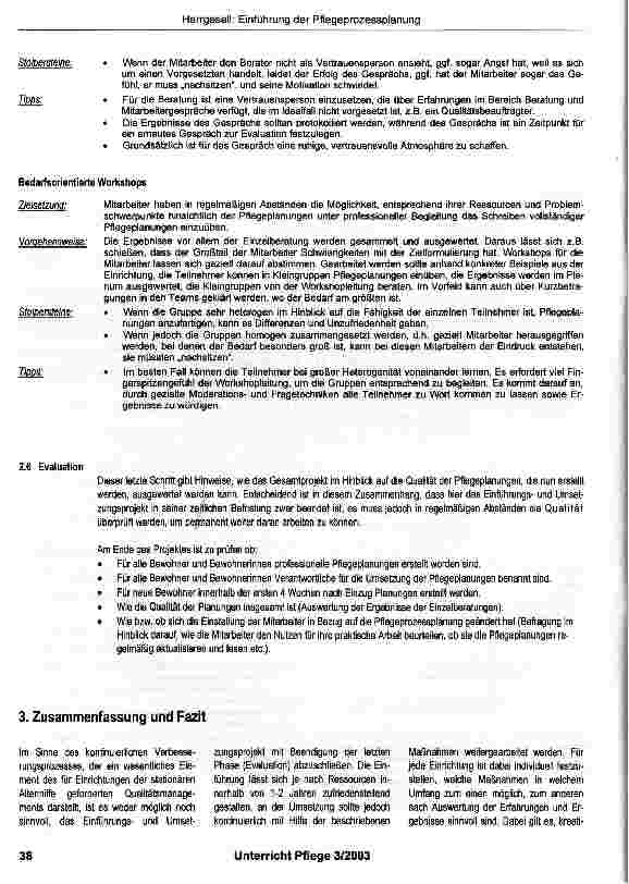 Vorschauseite 6: Einführung und Umsetzung der Pflegeprozessplanung in Einrichtungen der stationären Altenhilfe