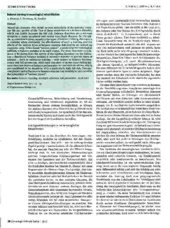 Vorschauseite 2: Gleichgewichtstraining in der neurologischen Rehabilitation