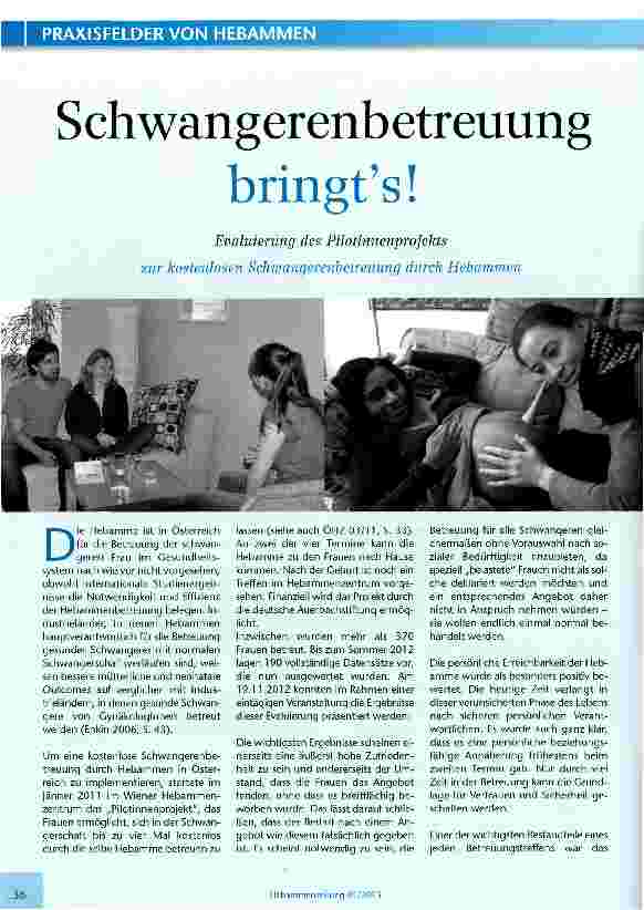 Vorschauseite 1: Schwangerenbetreuung bringt es!