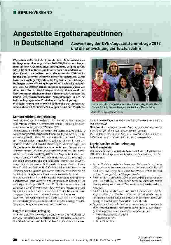 Vorschauseite 1: Angestellte Ergotherapeutlnnen