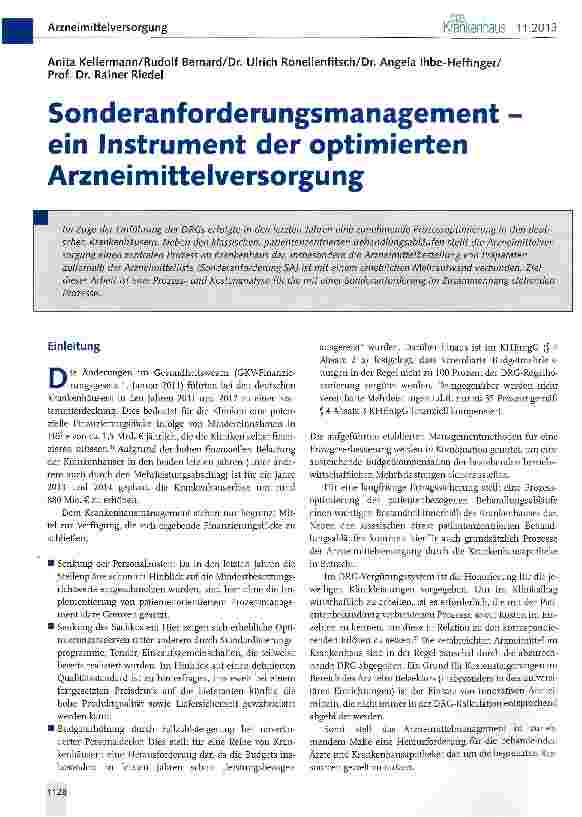 Vorschauseite 1: Sonderanforderungsmanagement ein Instrument der optimierten Arzneimittelversorgung
