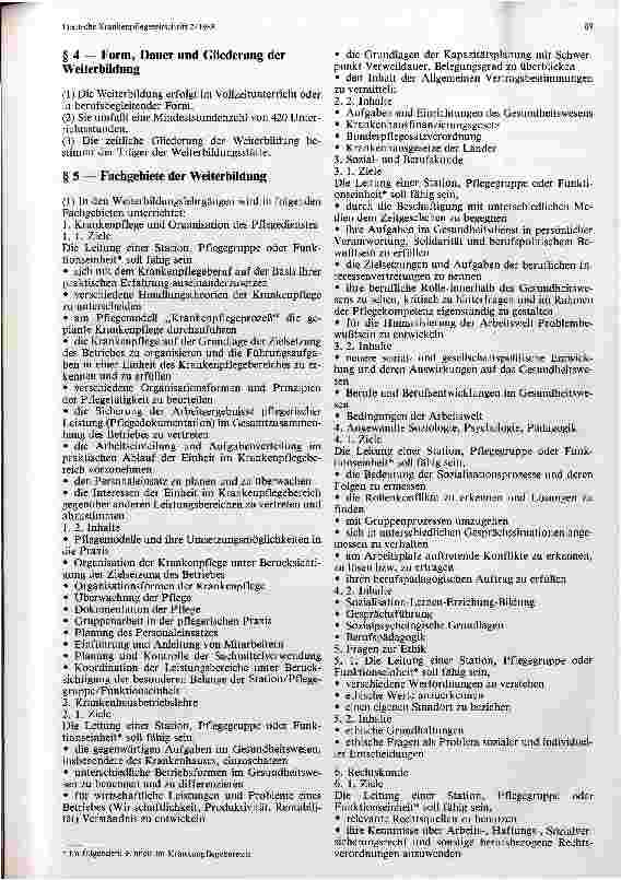 Vorschauseite 2: Entwurf einer Rahmenordnung für die Weiterbildung von Krankenschwestern Kinderkrankenpflegern zur Leitung einer Station, Pflegegruppe.