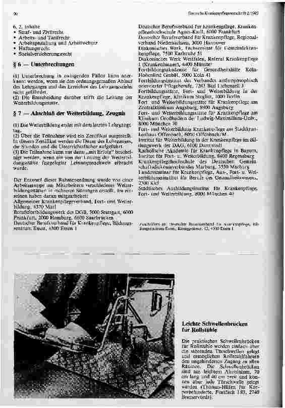 Vorschauseite 3: Entwurf einer Rahmenordnung für die Weiterbildung von Krankenschwestern Kinderkrankenpflegern zur Leitung einer Station, Pflegegruppe.