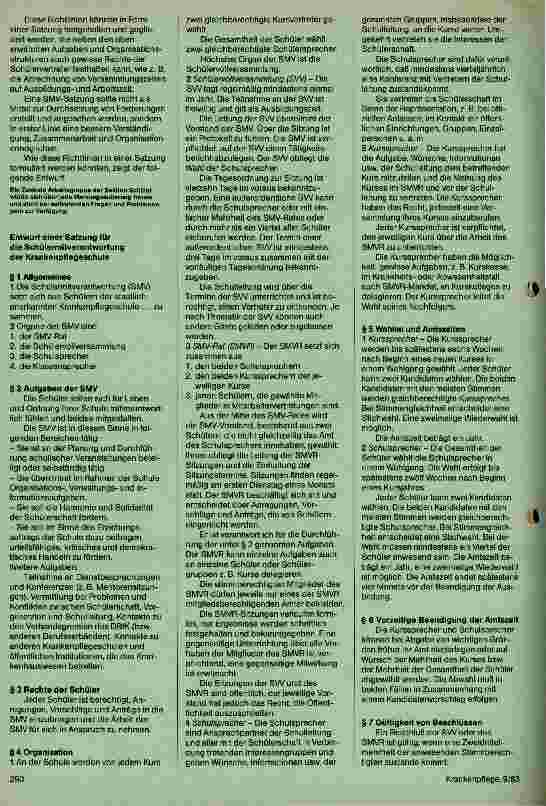 Vorschauseite 2: Entwurf einer Mustersatzung für die Schülermitverantwortung der Krankenpflegegeschule erarbeitet von d. Zentralen Arbeitsgruppe der Schüler i. DBfK