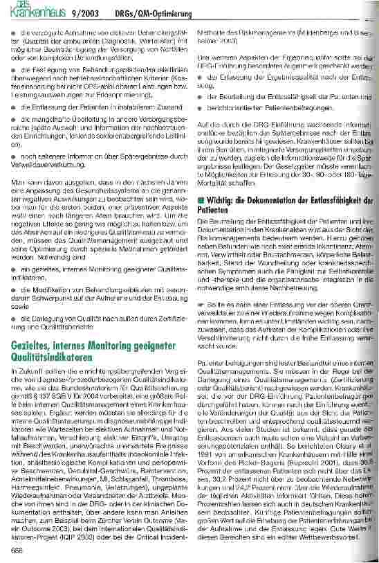 Vorschauseite 3: Optimierung des Qualitätsmanagements (QM) im DRG-Systen