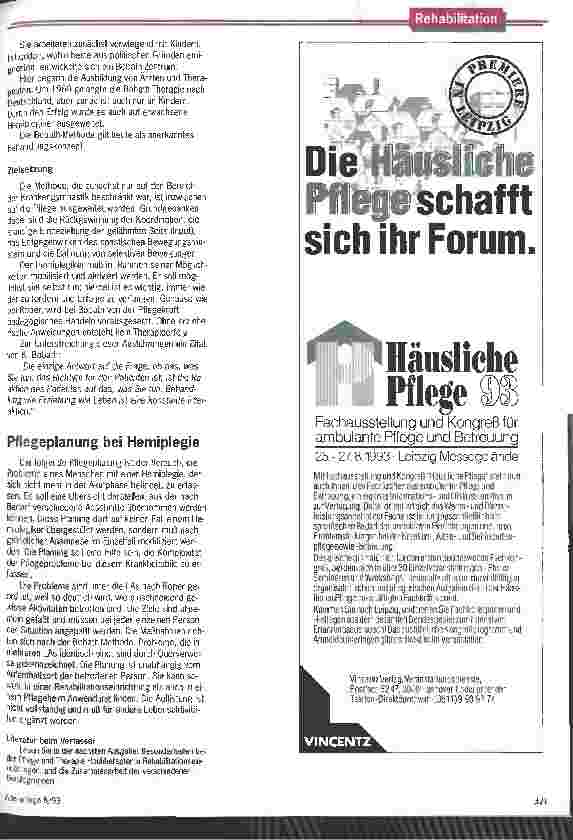Vorschauseite 3: Hemiplegie betrifft den ganzen Menschen Planung der pflegerischen Rehabilitation nach Apoplex/Teil 1